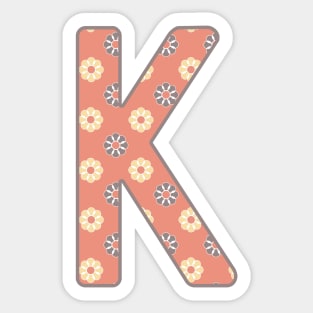 MONOGRAM LETTER K PINK FLORAL TYPOGRAPHY DESIGN Sticker